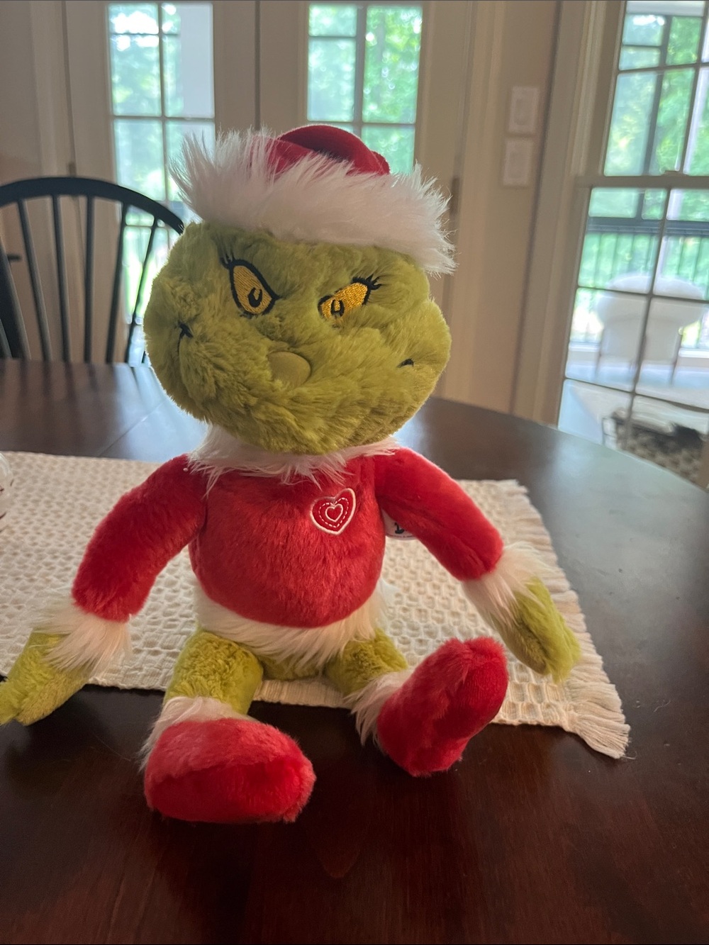 Dr. Seuss Plush Grinch in Red Outfit with Green Fur